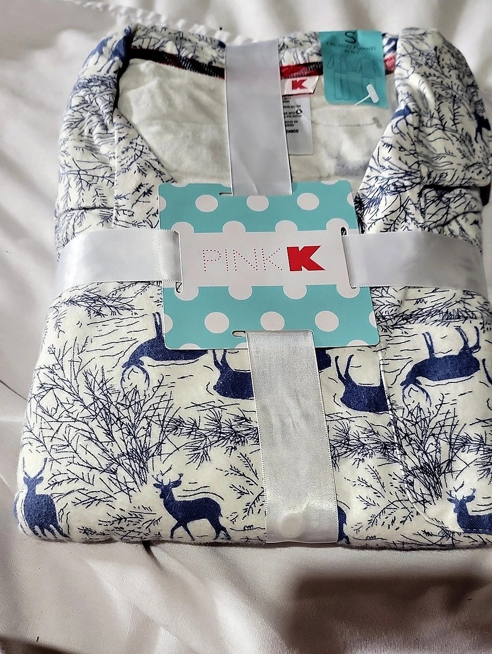 Vintage K-Mart Pink K 2 PC Cozy Flannel PJ Deer Print Y2K Size Small NWT